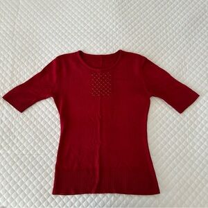 BCBG Crimson Short-Sleeve Knit Top